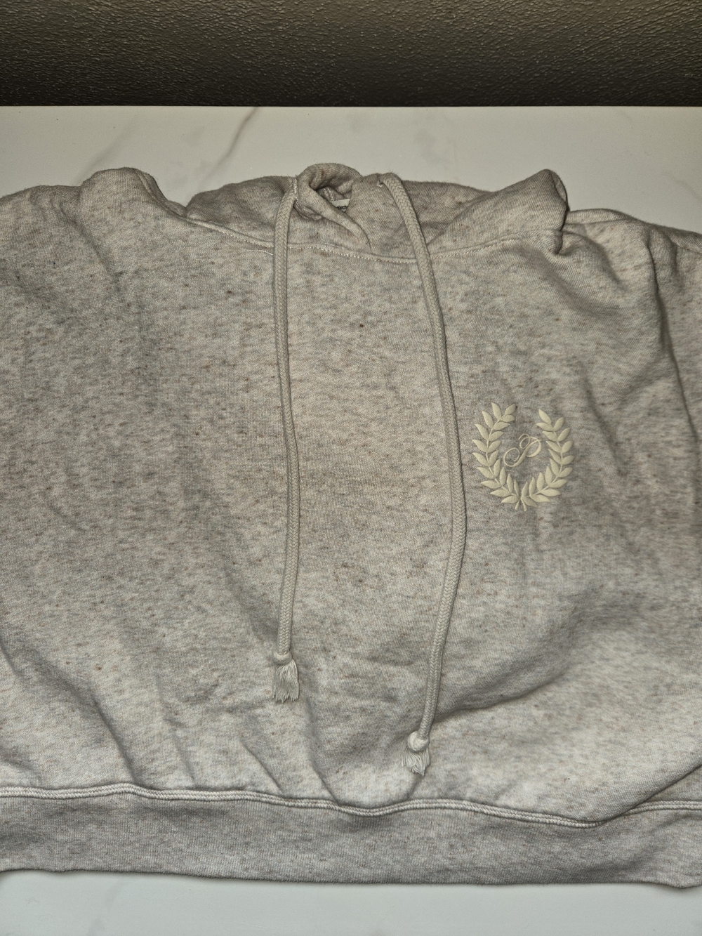 PINK Victoria's Secret Light Snow Heather Hooded Sweatshirt with "P" Crest